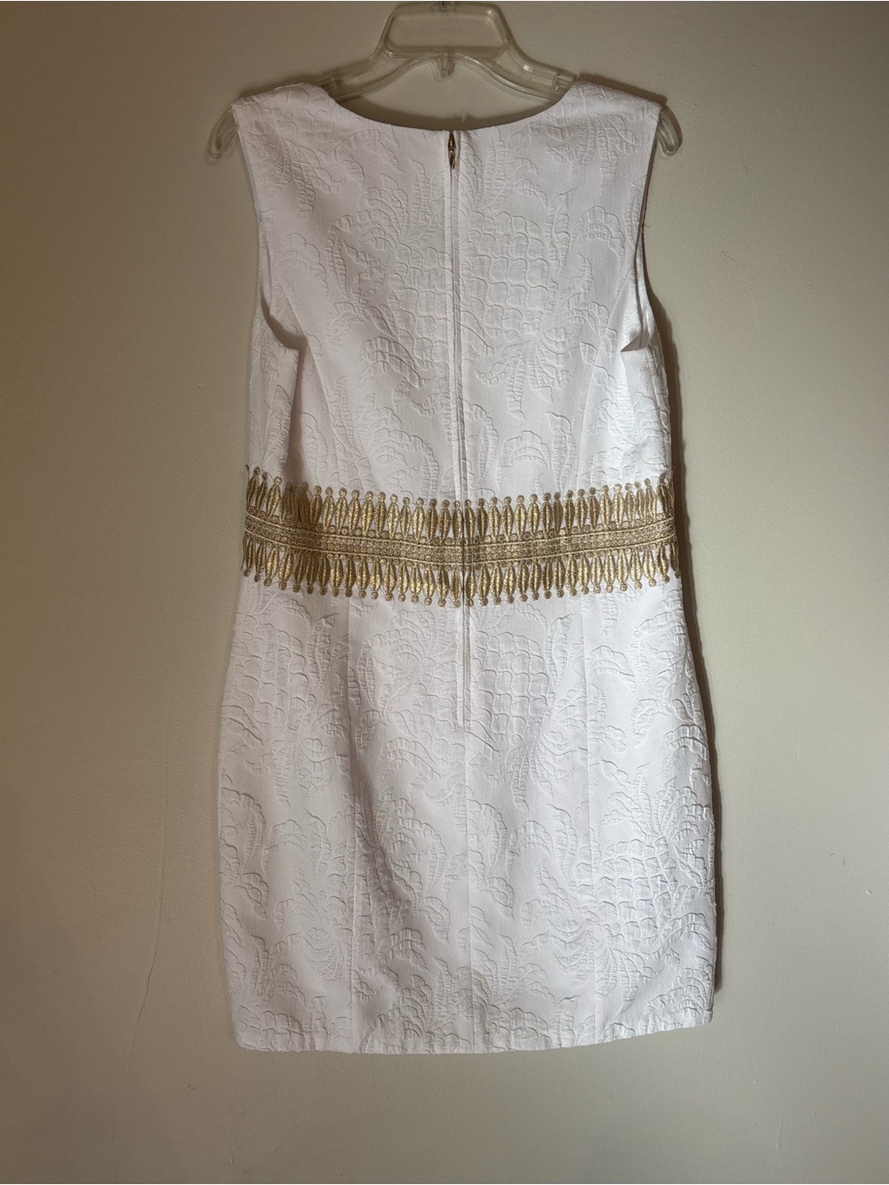 Lilly Pulitzer White Sleeveless Square-Neck Mini Dress with Gold Waist Trim - Picture 7 of 7
